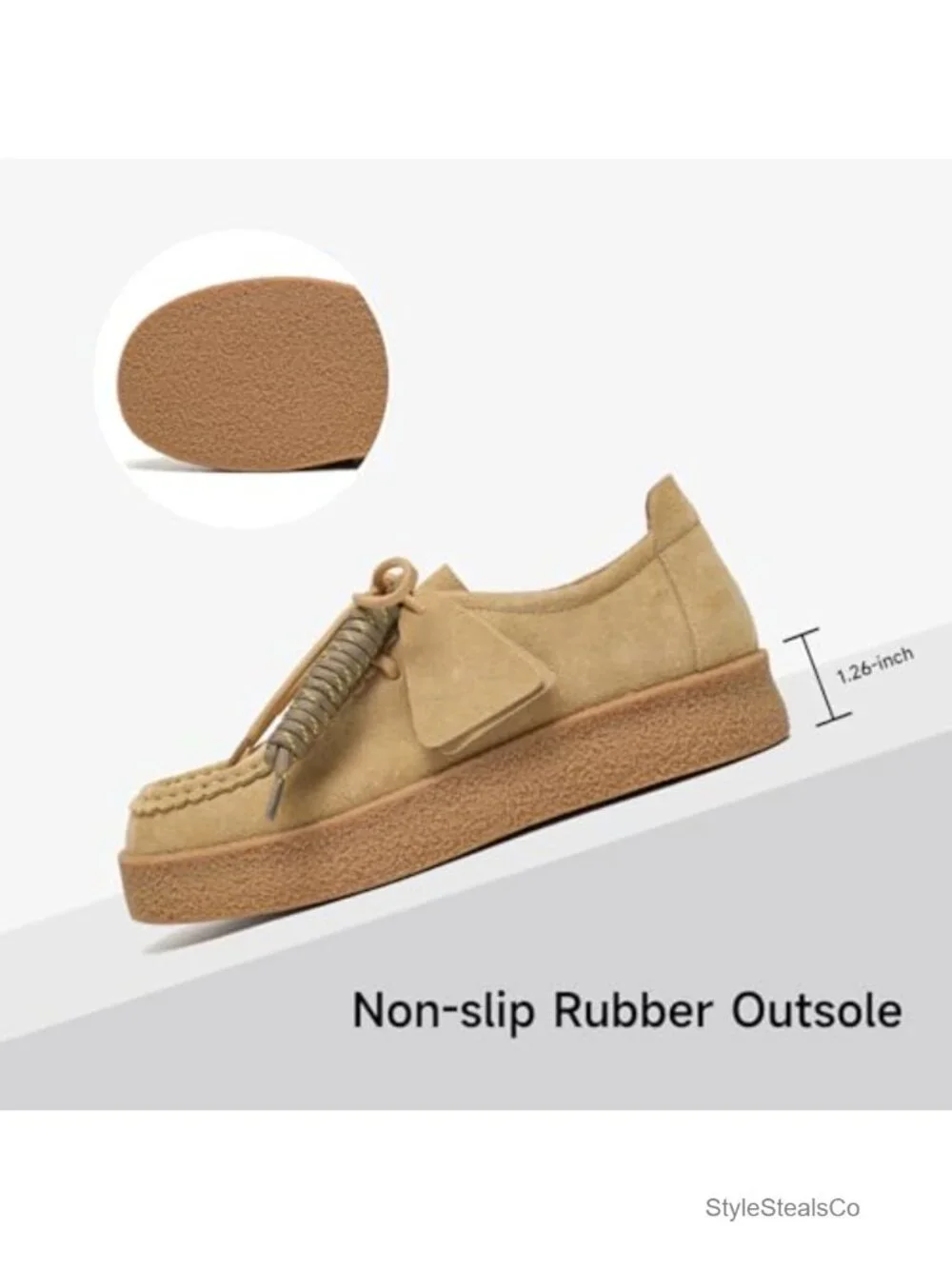 Genuine Suede Platform Loafers with Cushioned Insole